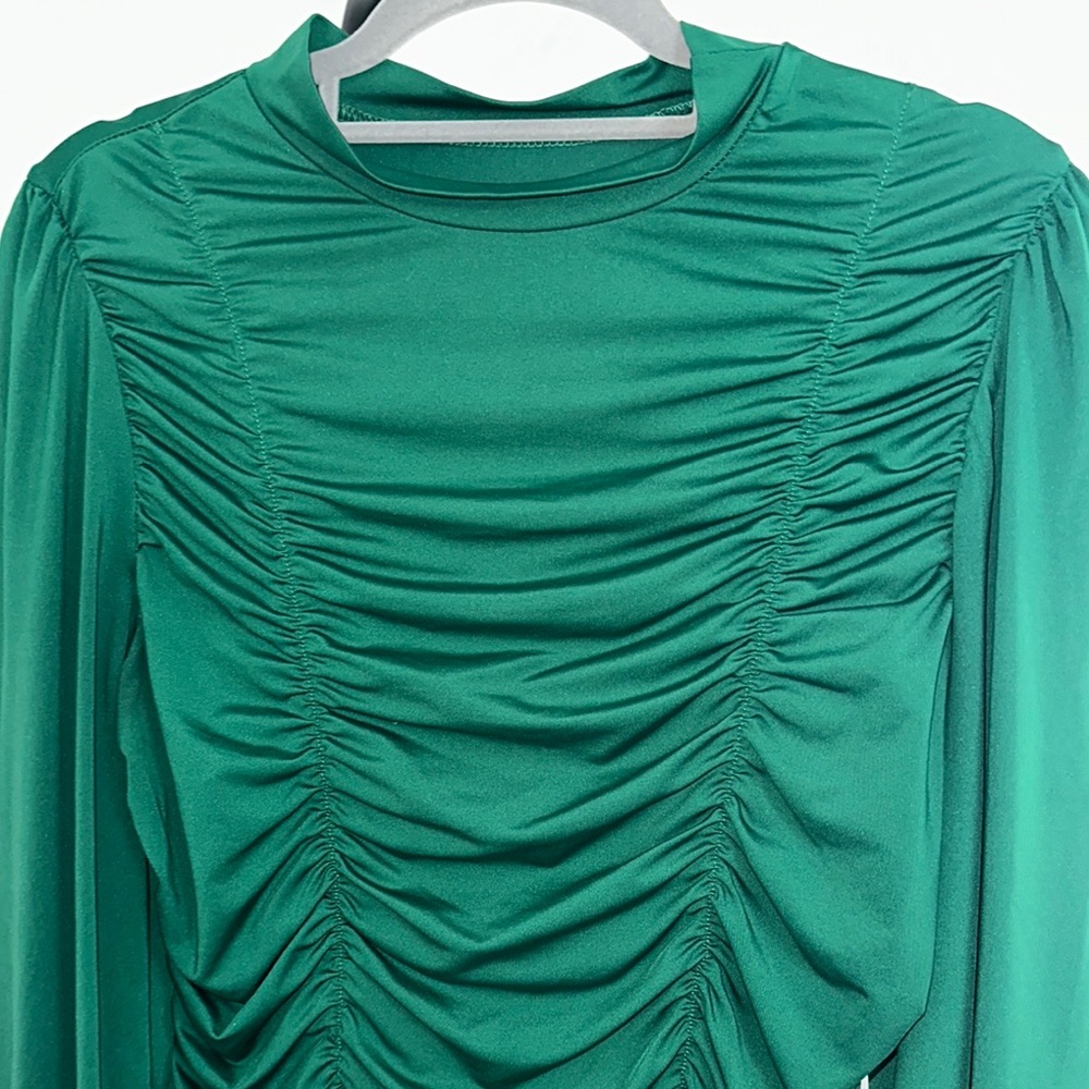 Source Unknown Emerald Ruched Blouse - image 3